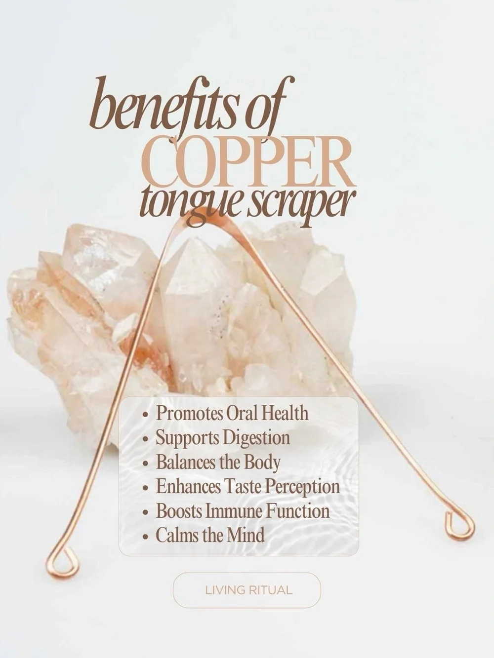 Copper Tongue Scraper · Dinacharya · Handmade · Mantra Shreem · Living Ritual